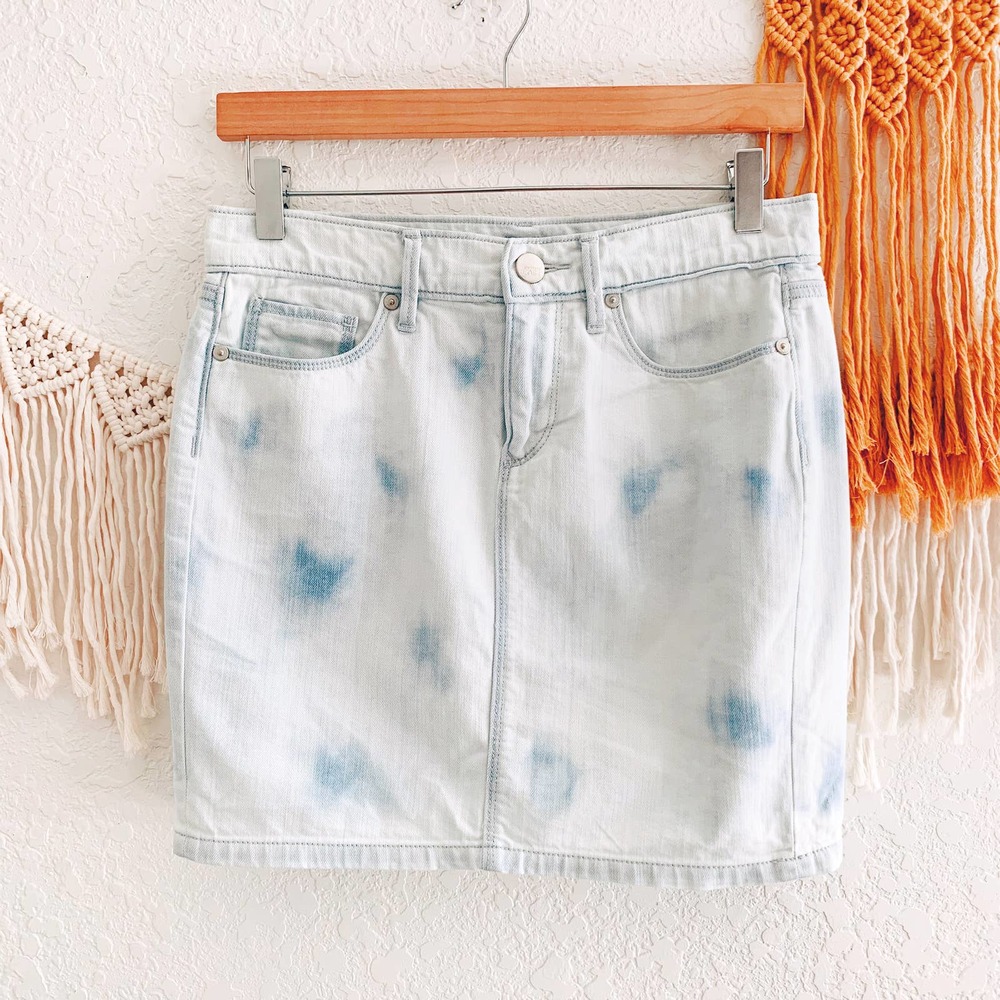 Loft Acid Wash Mini Denim Jean Skirt